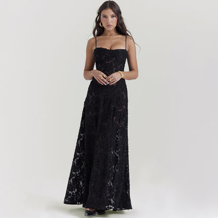 floral maxi dress
embossed maxi dress
formal gown
sleeveless gown
wedding dress
special occasion dress
textured maxi dress floral
sophisticated maxi gown
contemporary formal dress
