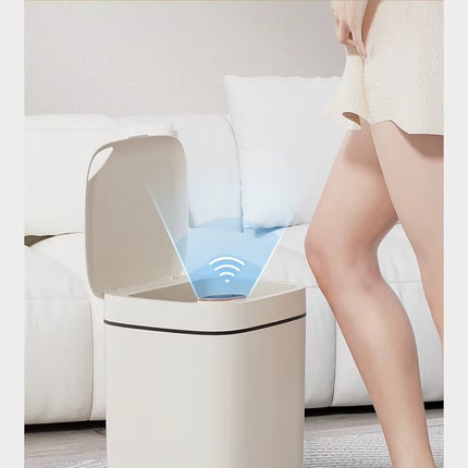 16L Smart Bathroom Trash Can White Non-Contact Narrow Smart Sensor Trash Can Smart Home Automatic Bagging Electronic Trash Can