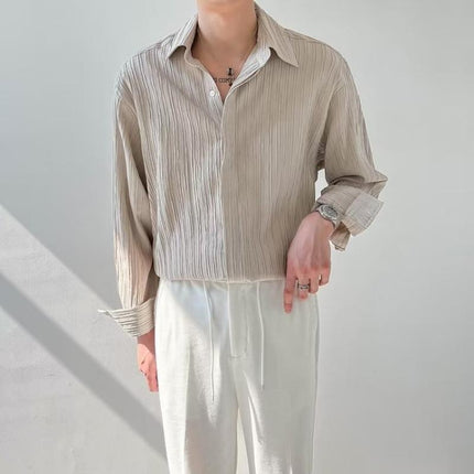 Camisa informal holgada de manga larga para hombre
