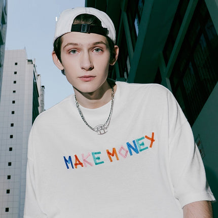 Camiseta extragrande "GANA DINERO" - Camiseta urbana con diseño bordado