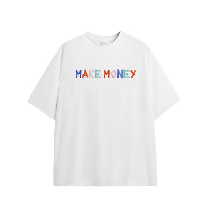 Camiseta extragrande "GANA DINERO" - Camiseta urbana con diseño bordado