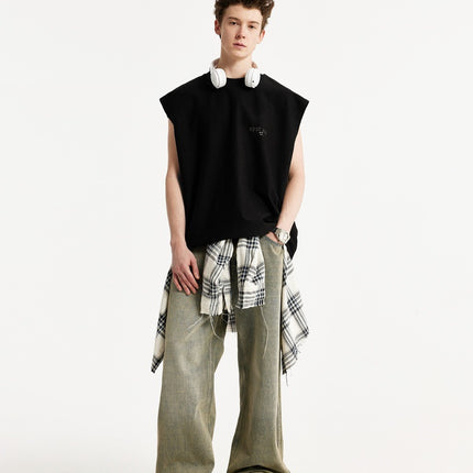 Camiseta sin mangas extragrande para hombre: camiseta sin mangas estilo streetwear