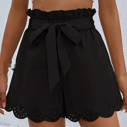 scalloped shorts
tie waist shorts
high waist shorts
beach shorts
summer shorts
casual shorts
tie waist scalloped shorts
decorative hem shorts
feminine scalloped shorts