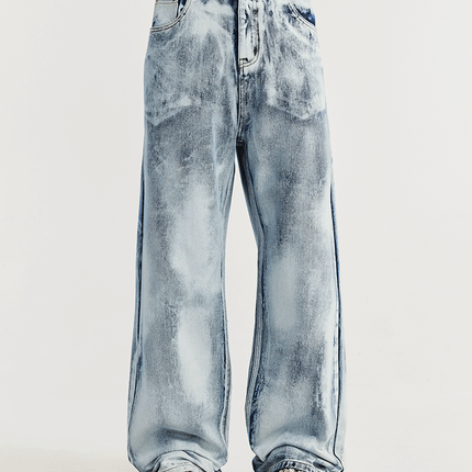  men's baggy jeans, acid-wash denim, vintage washed jeans, wide-leg jeans, streetwear denim, retro-style jeans, relaxed fit jeans, 90s fashion jeans.