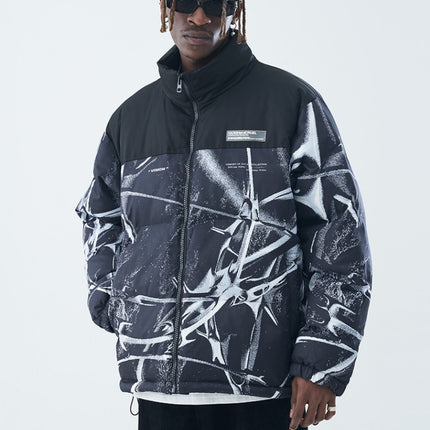 Men's puffer jacket,
Stand-up collar jacket,
Stylish printed jacket,
Warm puffer jacket,
Winter jacket, Winter outerwear,
Printed puffer jacket,
Cold weather jacket,
Versatile jacket,
Functional outerwear,
Cozy jacket,
Winter wear,
Trendy men's jacket,
Comfortable jacket,
Layering jacket,
Lightweight insulation,
Casual outings,