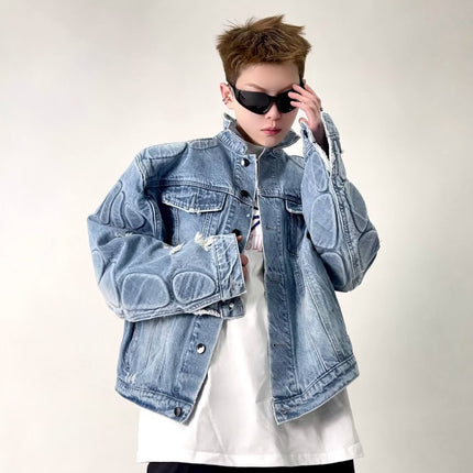Men's ripped jacket,
Motorcycle denim jacket,
Ripped denim jacket, Casual outerwear,
Motorcycle jacket,
Stylish men's jacket,
Trendy denim jacket,
Essential outerwear,
Cool men's jacket,
Effortless style,
Timeless jacket,
Comfortable jacket,
Men's casual jacket,
Biker jacket,
Distressed denim jacket,
Quality denim,
Bold design,
