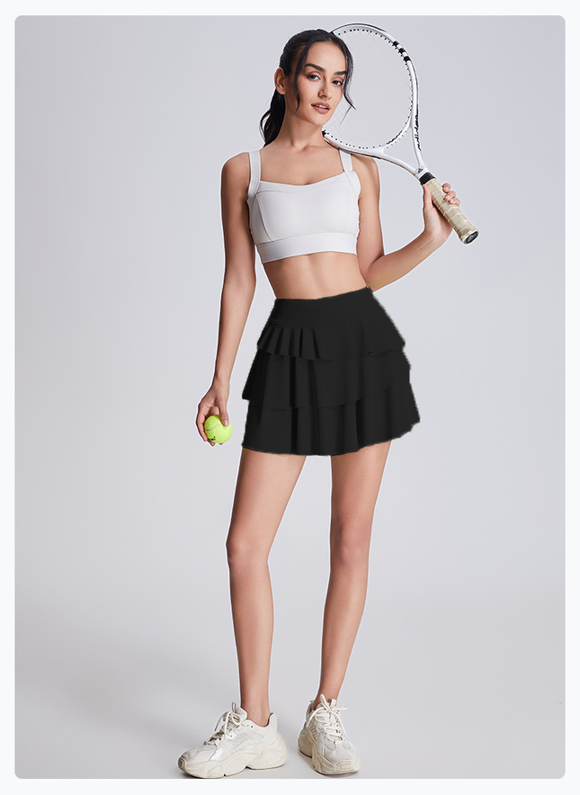 Ruffle Skort, High Waist Skort, Lime Green Mini Skirt, Athletic Skirt with Shorts, Built-in Shorts Skirt, Layered Skort, Tennis Skirt for Women, Workout Skirt, Skort with Pocket, Sporty Skirt