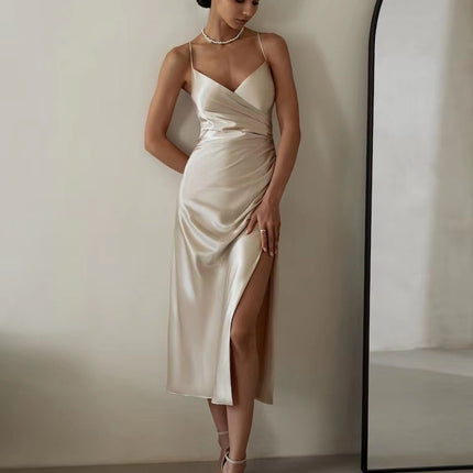 midi slip dress
strap midi dress
elegant dress
formal dress
evening dress
cocktail dress
chic dress
sophisticated midi dress
side slit midi dress
classic midi dress