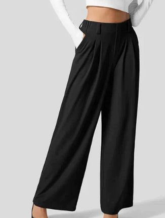 formal trousers
sophisticated pants
professional pants
elegant trousers
structured pants
work pants
pleated wide leg pants
high waisted pleated trousers
wide leg dress pants
