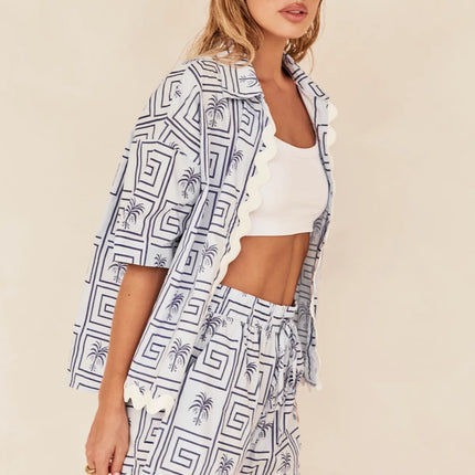 scallop trim sets
shirt and shorts sets
two piece outfits
summer clothing sets
casual wear sets
decorative trim clothing
scallop trim shirt and shorts set
two piece scallop outfit
summer shirt shorts set
casual scallop set
decorative trim co ord
short sleeve shirt shorts set